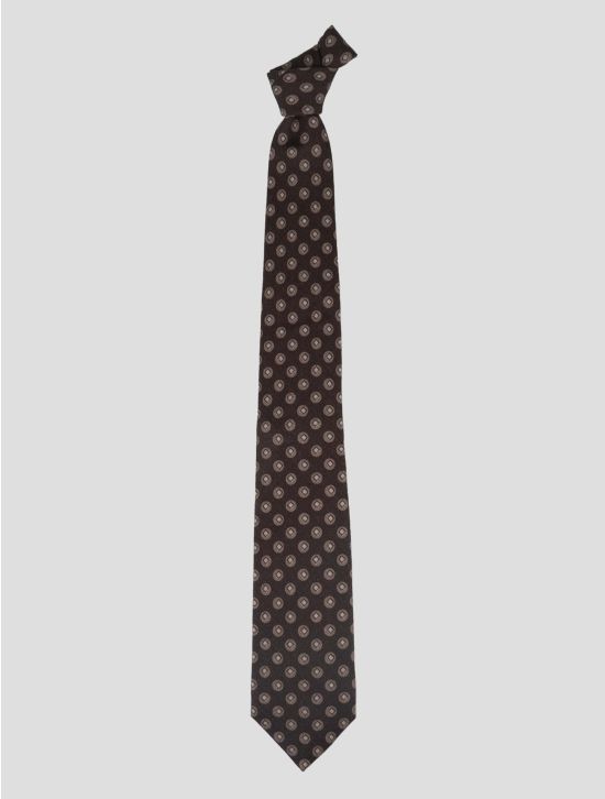 Isaia Brown Wool Silk Tie 1