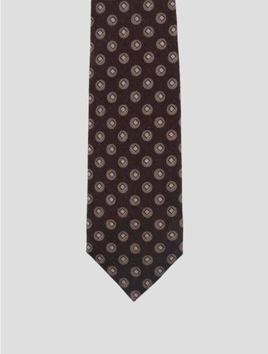 Isaia Brown Wool Silk Tie 2