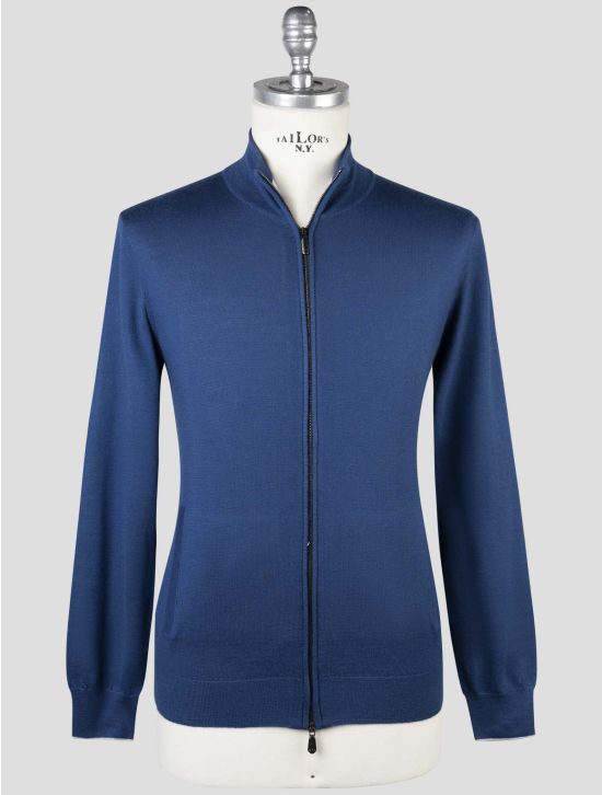 Cesare Attolini Blue Cashmere Silk Sweater Full Zip 1