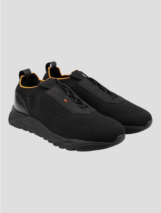 Santoni Black Cotton Ea Sneakers 1