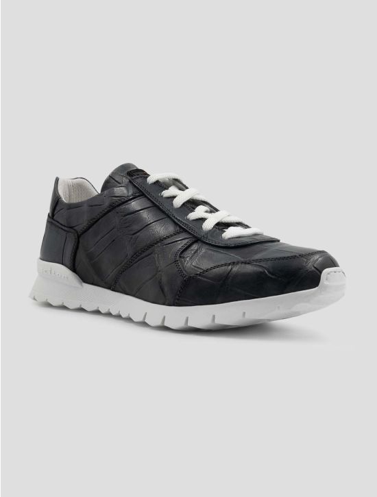 Kiton Gray Leather Crocodile Sneakers 2