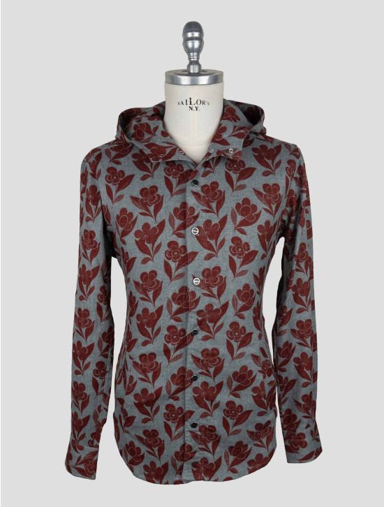 Kiton Gray Burgundy Cotton Shirt Mariano 2