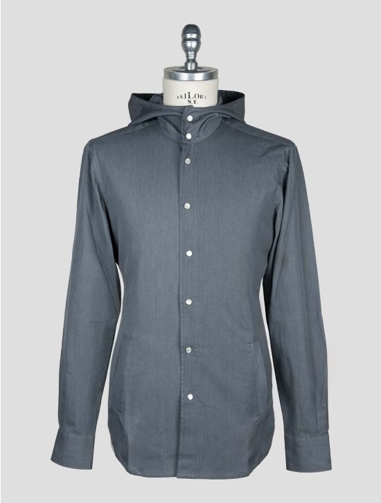Kiton Gray Cotton Shirt Mariano 1