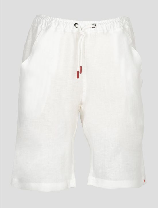 Kiton White Linen Short Pants 1