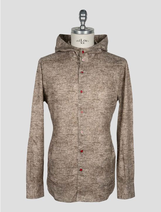 Kiton Brown Cotton Shirt Mariano 1