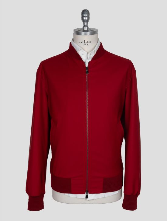 Isaia Red Wool Pl Silk Ea Coat 1