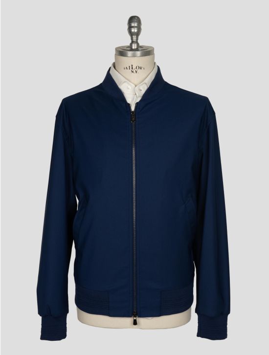 Isaia Blue Wool Pl Silk Ea Coat 1