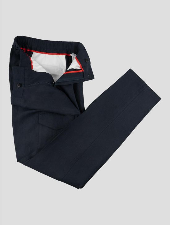 Isaia Blue Navy Linen Cargo Pants 2