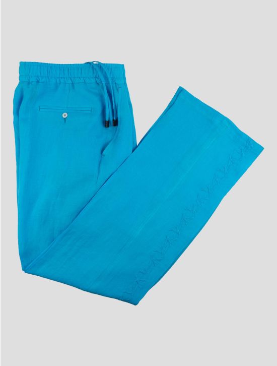 Isaia Light Blue Linen Pants 1