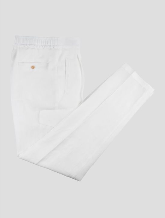 Isaia White Linen Cargo Pants 1