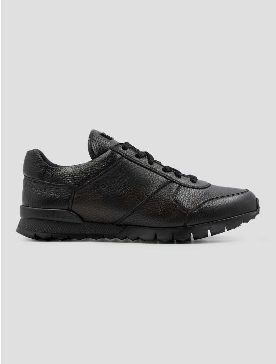 Kiton Dark Brown Leather Deer Shearling Fur Sneakers 1