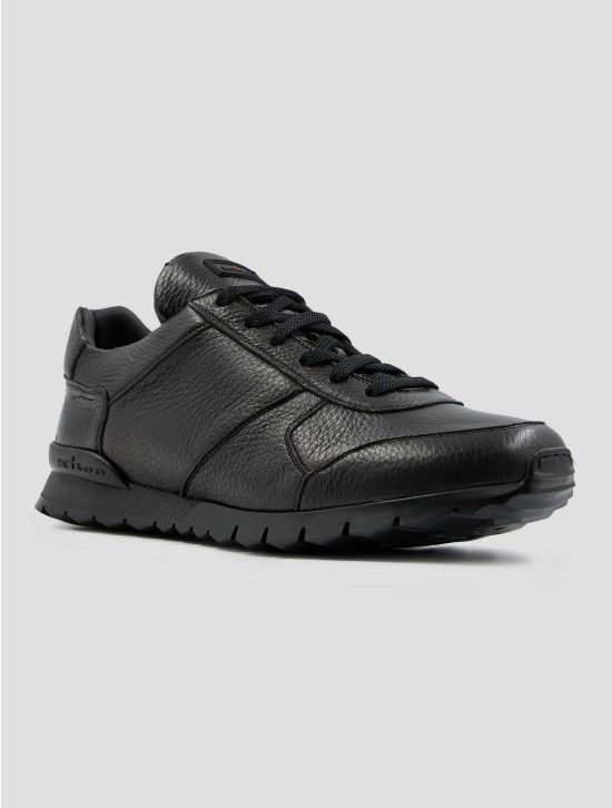 Kiton Dark Brown Leather Deer Shearling Fur Sneakers 2