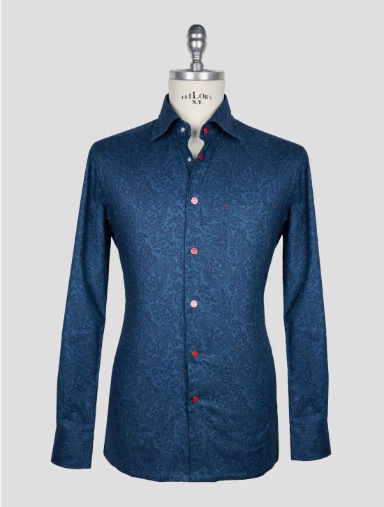 Kiton Blue Cotton Shirt 1