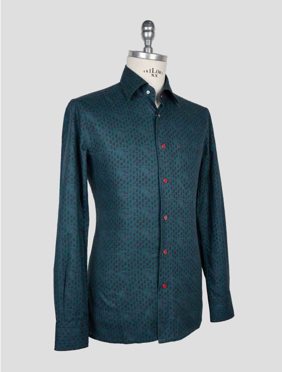 Kiton Green Blue Cotton Shirt 2