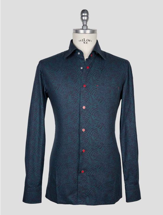 Kiton Green Blue Cotton Shirt 1