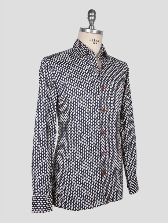 Kiton Blue White Cotton Shirt 2