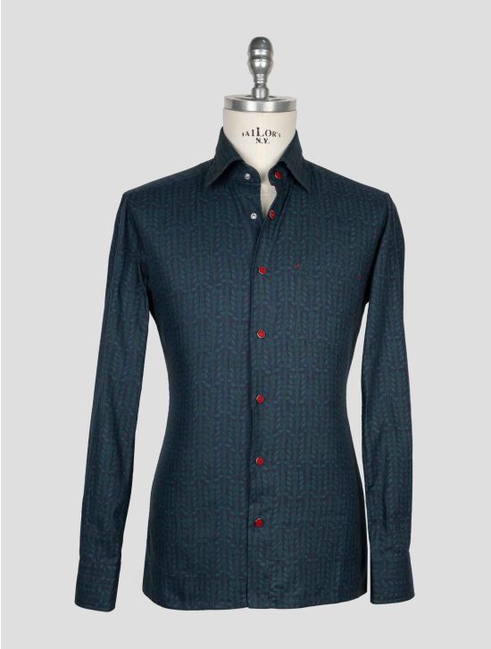 Kiton Blue Green Cotton Shirt 1