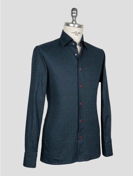 Kiton Blue Green Cotton Shirt 2