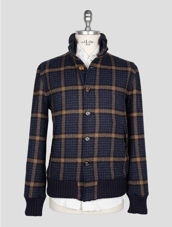 Kired Blue Beige Virgin Wool Silk Coat 1