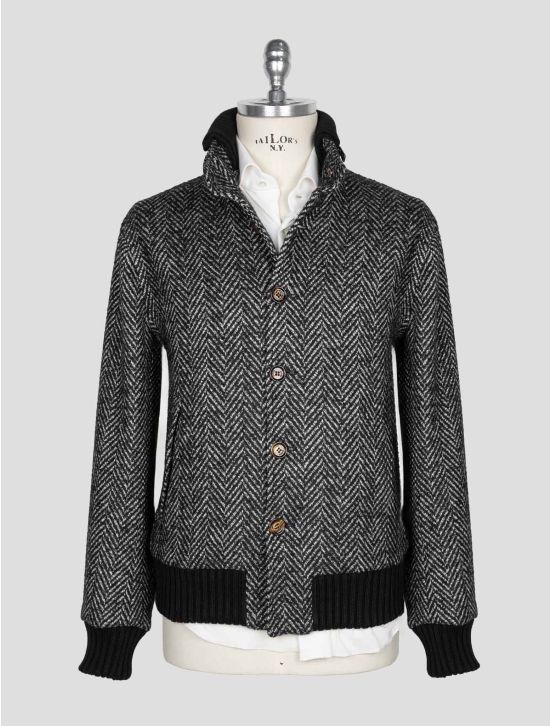 Kired Black White Cashmere Wool Alpaca Silk Coat 1