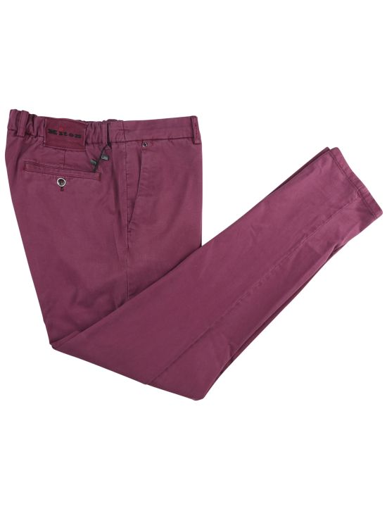 Kiton Burgundy Lyocell Cotton Ea Pants 1