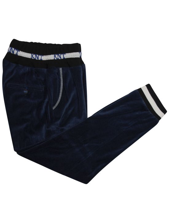 Kiton KNT Blue Cotton Pl Jogging Velvet Pants 1