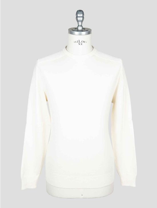 Isaia White Wool Silk Cashmere Sweater Crewneck 1