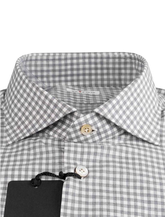 Kiton Gray White Cotton Shirt 2