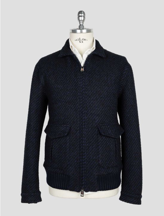 Kired Blue Black Virgin Wool Cashmere Silk Coat 1