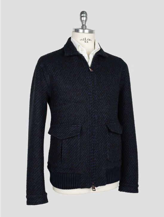 Kired Blue Black Virgin Wool Cashmere Silk Coat 2