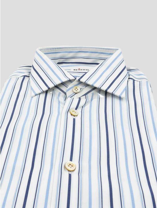 Kiton Light Blue White Cotton Shirt 2