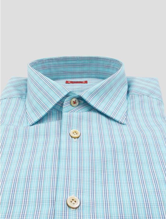 Kiton Light Blue White Cotton Shirt 2