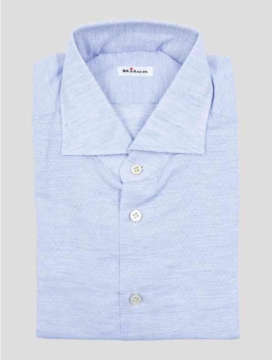 Kiton Light Blue Linen Cotton Shirt 1