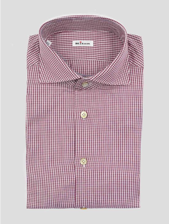 Kiton Red White Cotton Shirt 1