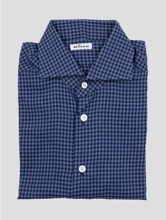 Kiton Blue Cotton Shirt 1