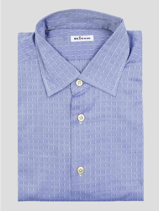 Kiton Blue Cotton Shirt 1