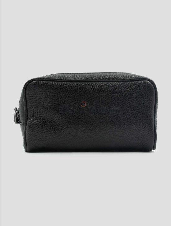 Kiton Black Leather Pochette 1