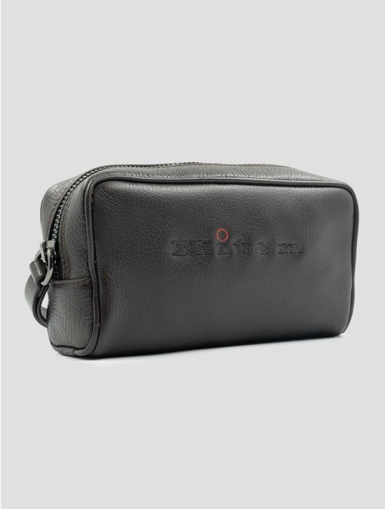 Kiton Brown Leather Pochette 2