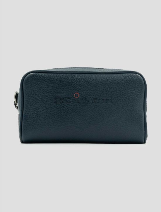 Kiton Blue Leather Pochette 1