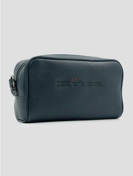 Kiton Blue Leather Pochette 2