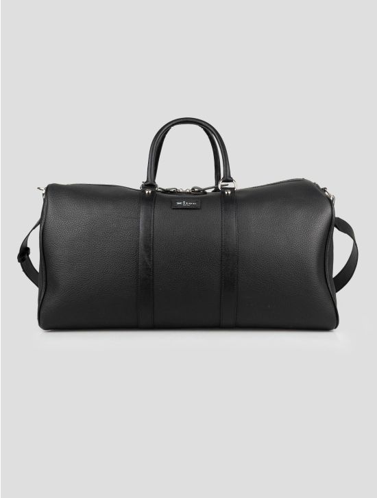 Kiton Black Leather Travel Bag 1