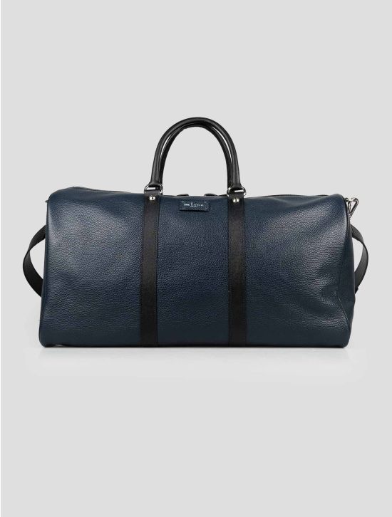 Kiton Blue Leather Travel Bag 1
