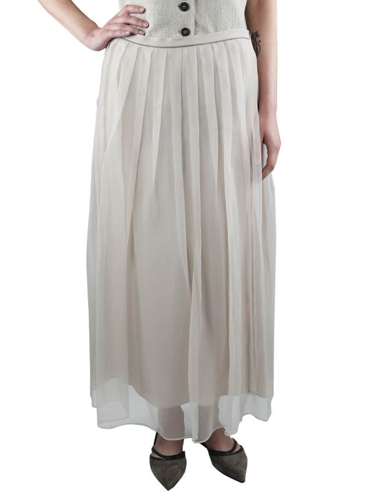 Brunello Cucinelli Beige Silk Skirt Woman 1