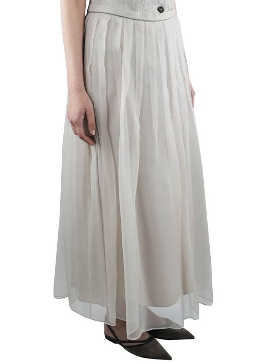 Brunello Cucinelli Beige Silk Skirt Woman 2