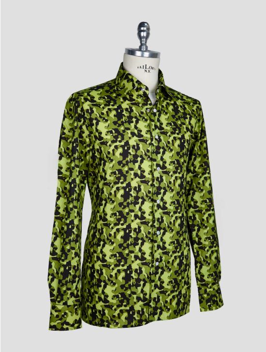 Kiton Green Black Cotton Shirt 2