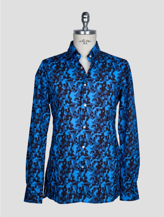 Kiton Blue Black Cotton Shirt 1