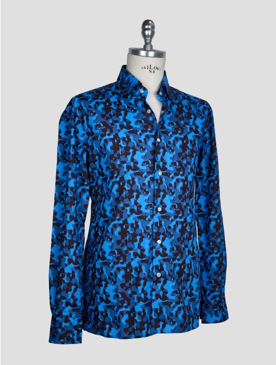 Kiton Blue Black Cotton Shirt 2