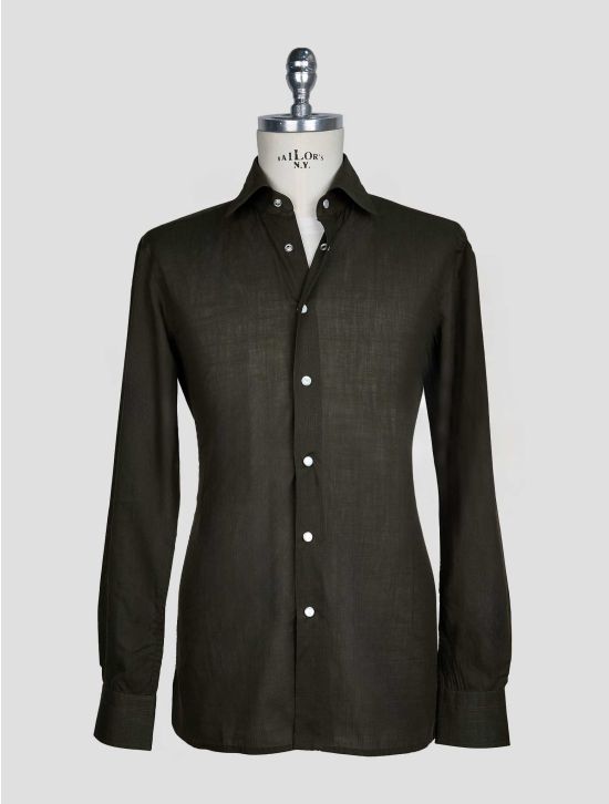 Kiton Dark Green Cotton Shirt 1