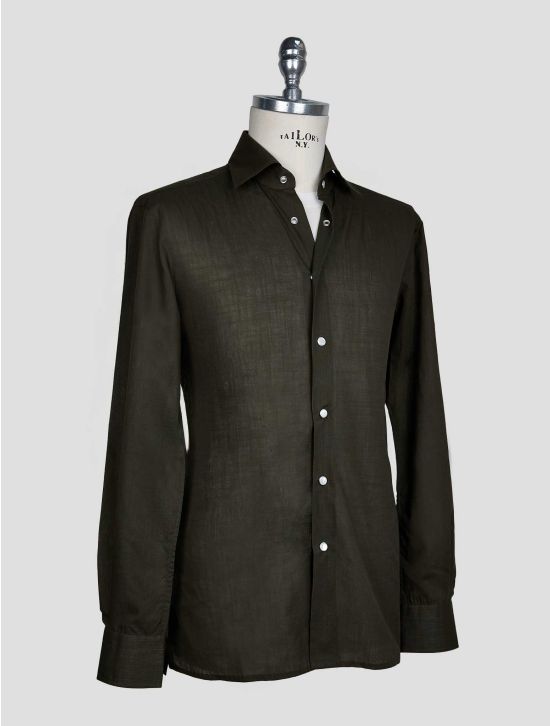 Kiton Dark Green Cotton Shirt 2