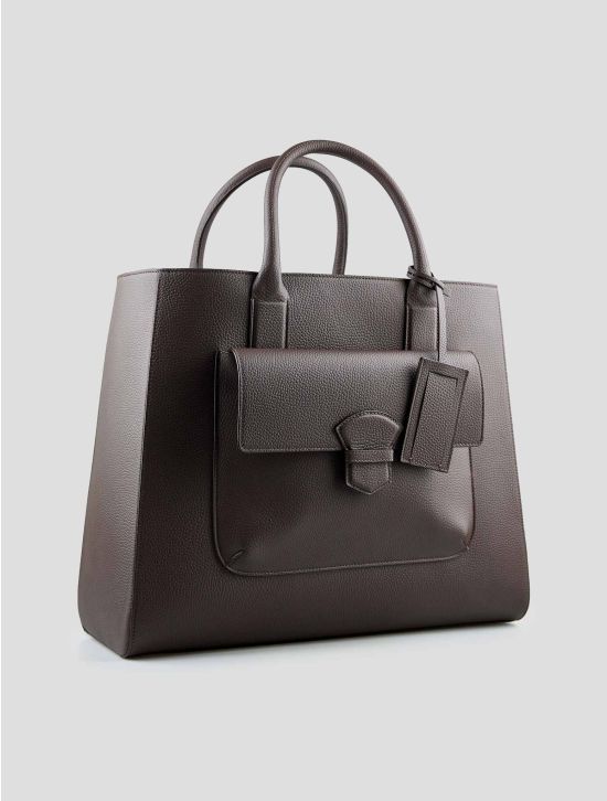 Isaia Brown Leather Tote Bag 2